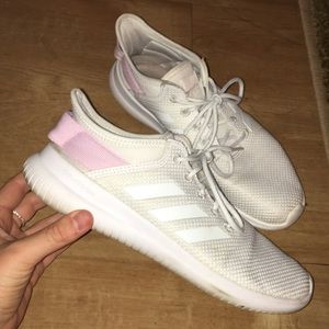 White Adidas Sneakers w/ Light Pink Accent